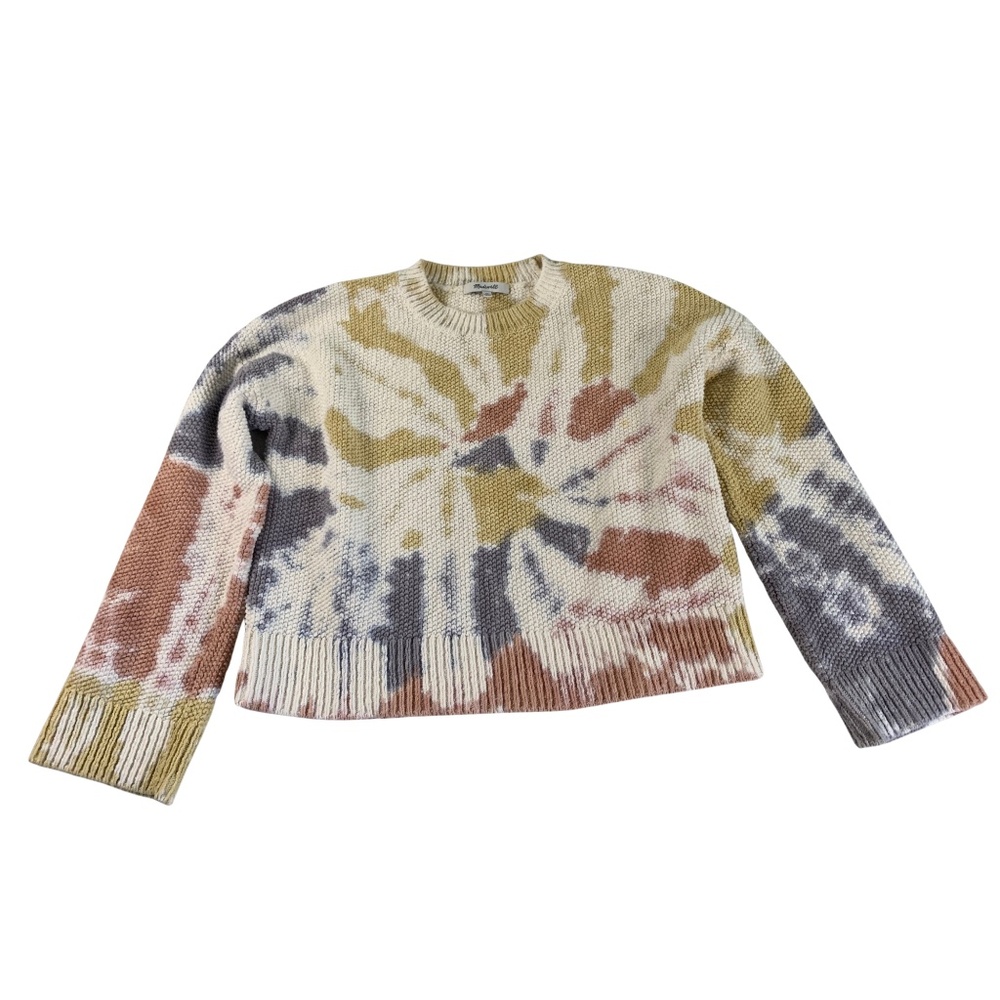 Madewell Tie Dye Boxy Cropped Cotton Sweater Women's XS Wide Sleeves Preppy Cozy
